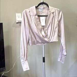 Sophie Rue Women's Cream Satin Wrap Top